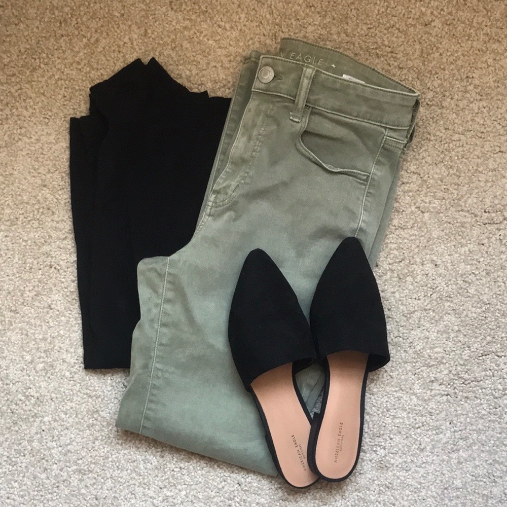 Size 10 American Eagle Hi-rise Green Jeggings